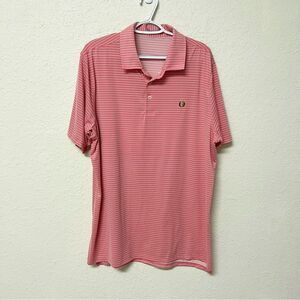 B. Draddy Sport Men's Short Sleeve Pink Striped Golf Polo Shirt Size XL
